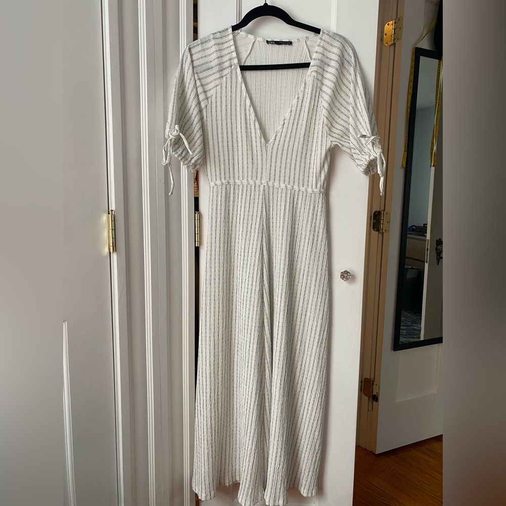 White Zara Midi A-line dress